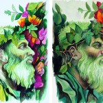 Man with beard and flowers